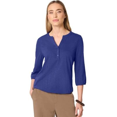 Street One 3/4-Arm Shirt mit Split Neck und Knöpfen Amparo Blue 44 Street One 3/4-Arm Shirt mit Split Neck und Knöpfen Amparo Blue 44
