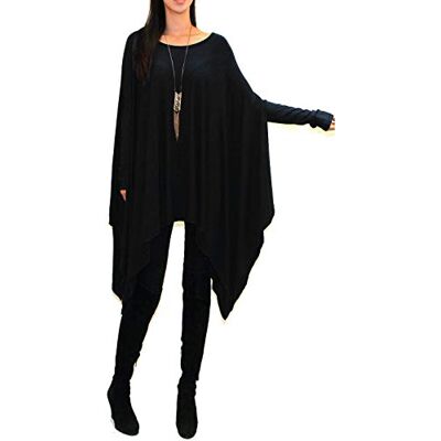 Vivicastle USA Lockeres Tunika-Kleid mit Fledermausflügeln, Dolman, Poncho, Oberteil für Damen Schwarz Einheitsgröße Vivicastle USA Lockeres Tunika-Kleid mit Fledermausflügeln, Dolman, Poncho, Oberteil für Damen Schwarz Einheitsgröße