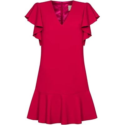 Swing Fashion Women's Megan Damen Cocktailkleid Festliches Partykleid Sommerkleid Abendkleid Rüschen Freizeitkleid Minikleid Elegantes Kleid V-Ausschnitt Kurzarm Rot 38, M Swing Fashion Women's Megan Damen Cocktailkleid Festliches Partykleid Sommerkleid Abendkleid Rüschen Freizeitkleid Minikleid Elegantes Kleid V-Ausschnitt Kurzarm Rot 38, M