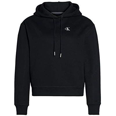 Calvin Klein Damen Sweatshirt Ck Embroidery mit Kapuze, Schwarz (Ck Black), L Calvin Klein Damen Sweatshirt Ck Embroidery mit Kapuze, Schwarz (Ck Black), L