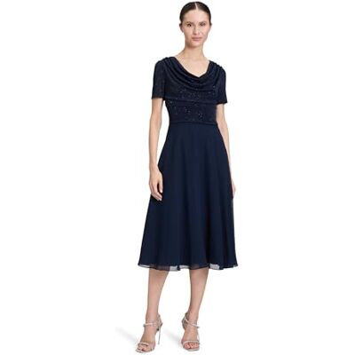 Vera Mont Damen Cocktailkleid im Glitzer-Look Patch Dark Blue/Dark Blue,44 Vera Mont Damen Cocktailkleid im Glitzer-Look Patch Dark Blue/Dark Blue,44