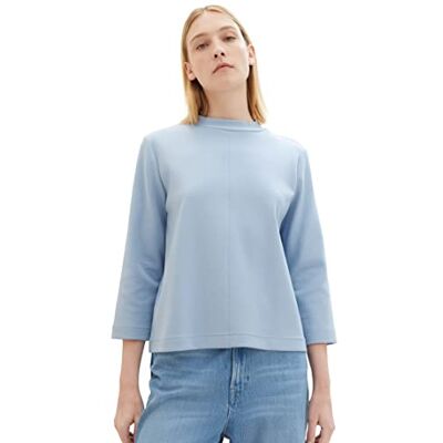 TOM TAILOR Damen 1038021 T-Shirt mit 3/4-Arm & Stehkragen, 26320-stonington Blue, XXL TOM TAILOR Damen 1038021 T-Shirt mit 3/4-Arm & Stehkragen, 26320-stonington Blue, XXL