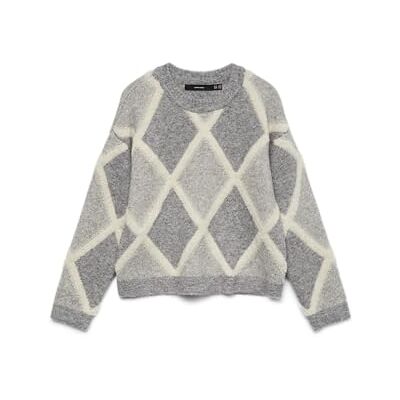 VERO MODA Damen Vmargie Ls O-Neck Pullover, Medium Grey Melange, XS VERO MODA Damen Vmargie Ls O-Neck Pullover, Medium Grey Melange, XS