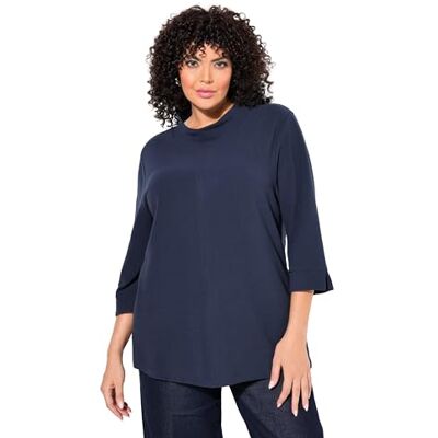 Ulla Popken Damen große Größen Übergrößen Plus Size Sweatshirt, Querrippen, Stehkragen, 3/4-Arm Ulla Popken Damen große Größen Übergrößen Plus Size Sweatshirt, Querrippen, Stehkragen, 3/4-Arm
