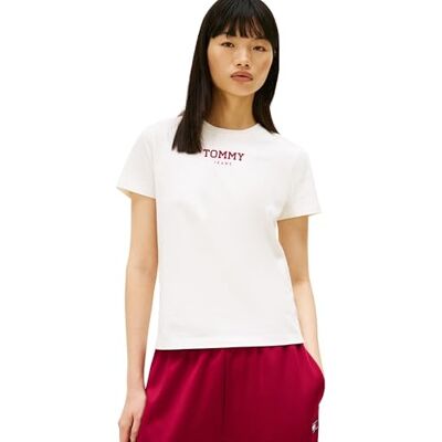 Tommy Jeans Damen T-Shirt Kurzarm Regular Essential mit Rundhalsausschnitt, Weiß (Ecru), M Tommy Jeans Damen T-Shirt Kurzarm Regular Essential mit Rundhalsausschnitt, Weiß (Ecru), M