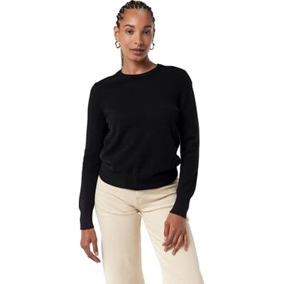 NAADAM Damen The Original Cashmere Crewneck Sweater Pullover, schwarz/weiß, Large NAADAM Damen The Original Cashmere Crewneck Sweater Pullover, schwarz/weiß, Large