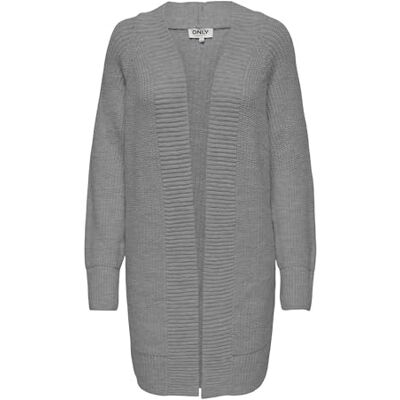 ONLY Damen ONLLEISE Freya LS Open Cardigan KNT Strickjacke, Medium Grey Melange ONLY Damen ONLLEISE Freya LS Open Cardigan KNT Strickjacke, Medium Grey Melange