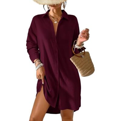 Tanmolo Damen Strandkleid Sommer Strandtunika Cover Up Strandbluse, Strandhemd, Langer Schnitt, Leichtes Material, Strand und Urlaub Tanmolo Damen Strandkleid Sommer Strandtunika Cover Up Strandbluse, Strandhemd, Langer Schnitt, Leichtes Material, Strand und Urlaub