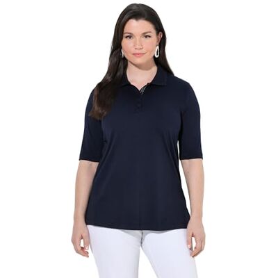 Ulla Popken Damen Poloshirt Dunkles Marine 42+ Ulla Popken Damen Poloshirt Dunkles Marine 42+