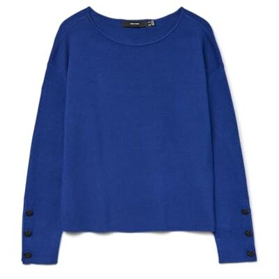 VERO MODA Damen Vmgold Ls Boatneck Pullover, Surf The Web, M VERO MODA Damen Vmgold Ls Boatneck Pullover, Surf The Web, M