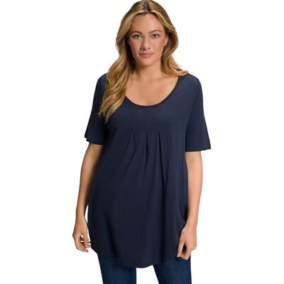 Ulla Popken Damen Shirt Marine 42+ Ulla Popken Damen Shirt Marine 42+
