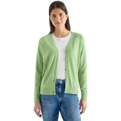 Cecil Basic Cardigan mit V-Neck und Knöpfen Bamboo Green Melange L Cecil Basic Cardigan mit V-Neck und Knöpfen Bamboo Green Melange L