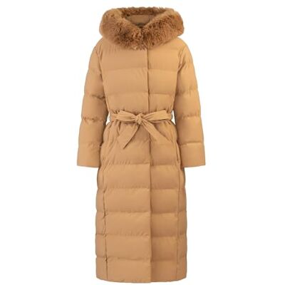 Apart Damen-Winterjacke, warm gepolsterter langer Mantel, abnehmbare Kunstpelzkapuze, Taillengürteldesign, Reißverschlusstaschen, warmer Steppmantel, perfekt für Kälteschutz und Alltag Apart Damen-Winterjacke, warm gepolsterter langer Mantel, abnehmbare Kunstpelzkapuze, Taillengürteldesign, Reißverschlusstaschen, warmer Steppmantel, perfekt für Kälteschutz und Alltag