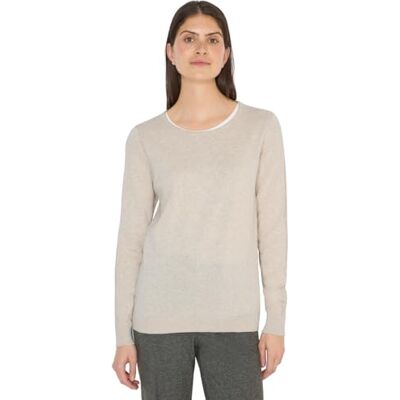 Cecil Langarm Pullover mit Rippdetail Egg beige Melange XXL Cecil Langarm Pullover mit Rippdetail Egg beige Melange XXL