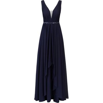 Apart Langes Abendkleid, ärmelloses Partykleid, rückenfreies Dekolleté, Bodenlanges Design-Hochzeitskleid, mittiger Reißverschluss hinten, V-Ausschnitt, bequemes Festkleid, Navy Apart Langes Abendkleid, ärmelloses Partykleid, rückenfreies Dekolleté, Bodenlanges Design-Hochzeitskleid, mittiger Reißverschluss hinten, V-Ausschnitt, bequemes Festkleid, Navy