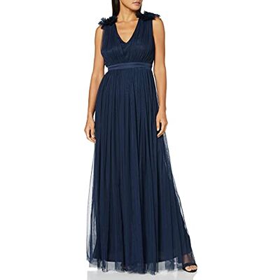 Maya Deluxe Damen Ruffle Shoulder Maxi Dress Brautjungfernkleid, Navy, 44 EU Maya Deluxe Damen Ruffle Shoulder Maxi Dress Brautjungfernkleid, Navy, 44 EU
