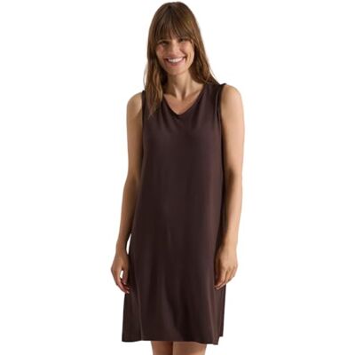 Cecil Knielanges Jerseykleid mit V-Neck Brown Cacao S Cecil Knielanges Jerseykleid mit V-Neck Brown Cacao S