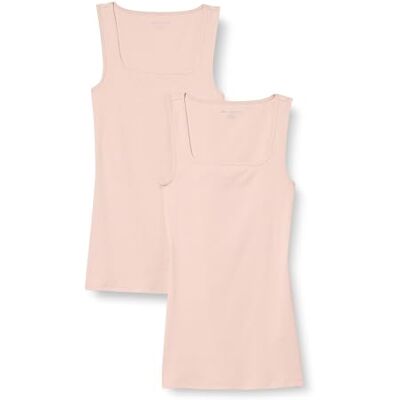 Amazon Damen Schmal Geschnittenes Tanktop Mit Quadratischem Ausschnitt, 2er-Pack, Hellbeige, XXL Amazon Damen Schmal Geschnittenes Tanktop Mit Quadratischem Ausschnitt, 2er-Pack, Hellbeige, XXL