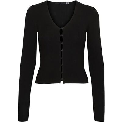 VERO MODA Vmgold Rib Ls V-Neck Button Pullover VERO MODA Vmgold Rib Ls V-Neck Button Pullover