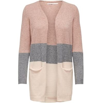 ONLY Damen Onlqueen L/S Long Cardigan KNT Noos Strickjacke, Misty Rose/Stripes:w. MGM/Cloud Pink Melange,S ONLY Damen Onlqueen L/S Long Cardigan KNT Noos Strickjacke, Misty Rose/Stripes:w. MGM/Cloud Pink Melange,S