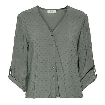 JDY Damen diana Life 7/8 Dobby Shirt WVN Noos, Castor Gray, XS EU JDY Damen diana Life 7/8 Dobby Shirt WVN Noos, Castor Gray, XS EU