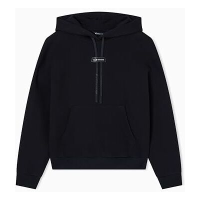 Armani Exchange Women's Cross Gender, Cuffed Sleeve small Front Logo Relaxed fit, Sweatshirt, Black, M Armani Exchange Women's Cross Gender, Cuffed Sleeve small Front Logo Relaxed fit, Sweatshirt, Black, M