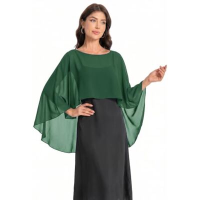 Baoqiya Chiffon-Umhänge weiche Schals und Wickeltücher für Brautjungfer, Hochzeit, formelle Party, Abendkleider, Dunkelgrün, Einheitsgröße Baoqiya Chiffon-Umhänge weiche Schals und Wickeltücher für Brautjungfer, Hochzeit, formelle Party, Abendkleider, Dunkelgrün, Einheitsgröße