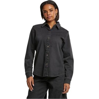 Urban Classics Ladies Denim Shirt Black Washed, S Urban Classics Ladies Denim Shirt Black Washed, S