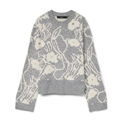 VERO MODA Damen Vmkaila Ls O-Neck Pullover Boo, Medium Grey Melange, S VERO MODA Damen Vmkaila Ls O-Neck Pullover Boo, Medium Grey Melange, S