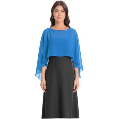Baoqiya Damen-Capelett-Schals und Wraps für Abendkleider, weicher Brautjungfern-Schal, Chiffon-Umhang, Hochzeitsvertuschung, Blau, Einheitsgröße Baoqiya Damen-Capelett-Schals und Wraps für Abendkleider, weicher Brautjungfern-Schal, Chiffon-Umhang, Hochzeitsvertuschung, Blau, Einheitsgröße