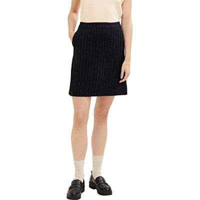 TOM TAILOR Damen Rock mit Streifen 1034016, 30718 Black Irregular Pin Stripe, 38 TOM TAILOR Damen Rock mit Streifen 1034016, 30718 Black Irregular Pin Stripe, 38