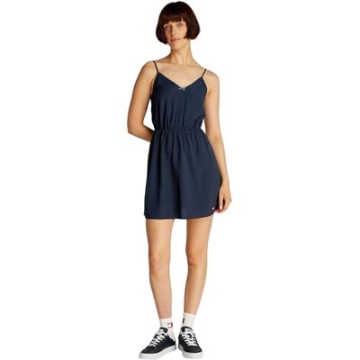 Tommy Jeans Damen Tjw Essential Strap Dress EXT Dw0dw20613 Ausgestelltes Kleid, Blue (Dark Night Navy), L EU Tommy Jeans Damen Tjw Essential Strap Dress EXT Dw0dw20613 Ausgestelltes Kleid, Blue (Dark Night Navy), L EU