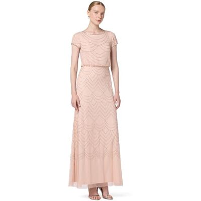 Adrianna Papell Women's Short Sleeve Beaded Gown Dress Adrianna Papell Women's Short Sleeve Beaded Gown Dress