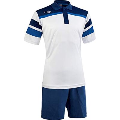 HS S13 Energy, Polo und Bermuda Unisex Erwacene, Weiß/Marineblau/Königsblau, S HS S13 Energy, Polo und Bermuda Unisex Erwacene, Weiß/Marineblau/Königsblau, S
