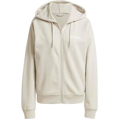 Adidas Damen Essentials Linear Full Zip French Terry Hoodie Sweatshirt, Wonder Alumina/White, XXL Adidas Damen Essentials Linear Full Zip French Terry Hoodie Sweatshirt, Wonder Alumina/White, XXL
