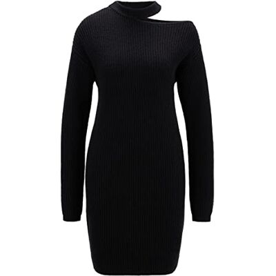 HUGO Damen Sondellia Relaxed-Fit Strickkleid mit Cut-Out an der Schulter Schwarz M HUGO Damen Sondellia Relaxed-Fit Strickkleid mit Cut-Out an der Schulter Schwarz M