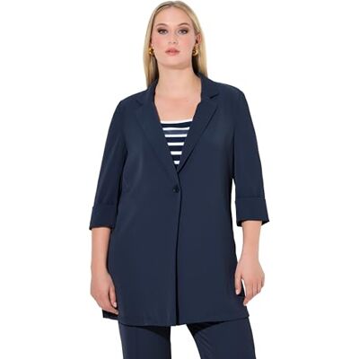 Ulla Popken Damen große Größen Übergrößen Plus Size Blazer, Reverskragen, Seitenschlitze, 3/4-Arm Marine 42+ 836165133-42+ Ulla Popken Damen große Größen Übergrößen Plus Size Blazer, Reverskragen, Seitenschlitze, 3/4-Arm Marine 42+ 836165133-42+