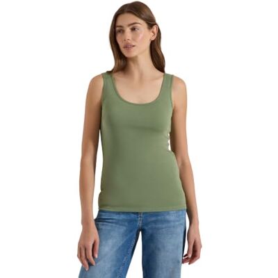 Cecil Basic Top aus Reiner Baumwolle deep Matcha Green L Cecil Basic Top aus Reiner Baumwolle deep Matcha Green L