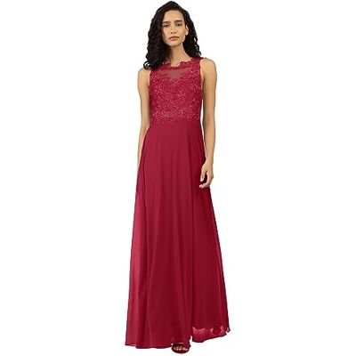 ApartFashion Damen Abendkleid, Florales Spitzen Partykleid mit Perlen und Glitzer Details, ärmellos, langes Hochzeitskleid, Rundhalsausschnitt formelles Kleid für besondere Anlässe ApartFashion Damen Abendkleid, Florales Spitzen Partykleid mit Perlen und Glitzer Details, ärmellos, langes Hochzeitskleid, Rundhalsausschnitt formelles Kleid für besondere Anlässe