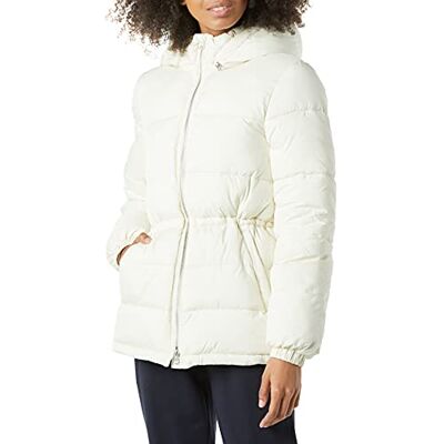 Amazon Damen Schwere Winter-Steppjacke Mit Kapuze Und Verstellbarer Taille, Elfenbein, M Amazon Damen Schwere Winter-Steppjacke Mit Kapuze Und Verstellbarer Taille, Elfenbein, M