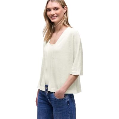 Street One Offene Jacke mit Glitzer Off White 38 Street One Offene Jacke mit Glitzer Off White 38