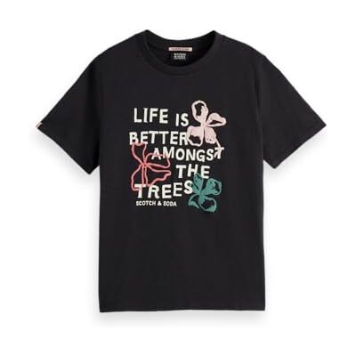 Scotch & Soda Damen T-Shirt Puff Artwork Regular T-Shirt, Schwarz,S Scotch & Soda Damen T-Shirt Puff Artwork Regular T-Shirt, Schwarz,S