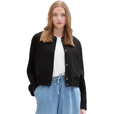 TOM TAILOR Denim Damen Bomber-Blazer, deep Black, L TOM TAILOR Denim Damen Bomber-Blazer, deep Black, L