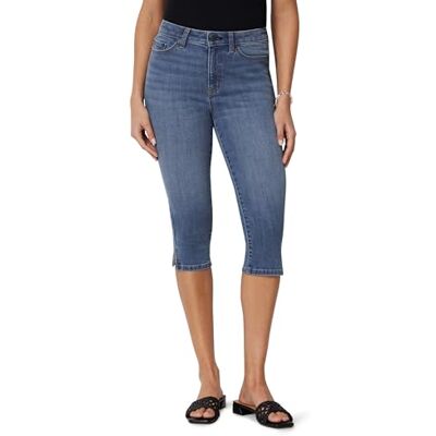 Amazon Damen Wadenlange Cropped Jeans mit Hohem Bund und Stretch-Denim, Mittelblau Vintage, 40 Amazon Damen Wadenlange Cropped Jeans mit Hohem Bund und Stretch-Denim, Mittelblau Vintage, 40