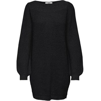 JDY Damen whitney Megan L/S Boat Knt Noos Dresses, Black/Detail:w Black Ply, S EU JDY Damen whitney Megan L/S Boat Knt Noos Dresses, Black/Detail:w Black Ply, S EU