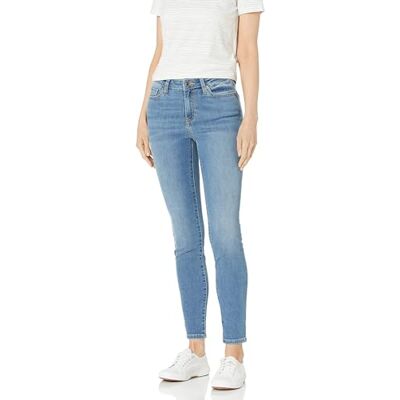 Amazon Damen Elastische Skinny-Jeans Mittelhoher Bund Auslaufmodell, Hellblau, 46 Amazon Damen Elastische Skinny-Jeans Mittelhoher Bund Auslaufmodell, Hellblau, 46