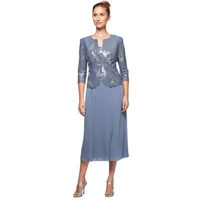 Alex Damen Jurk met knoopsluiting aan voorkant (sierlijke en normale maten) Kleid f r besondere Anl sse, Stahlblau, 46 EU Alex Damen Jurk met knoopsluiting aan voorkant (sierlijke en normale maten) Kleid f r besondere Anl sse, Stahlblau, 46 EU