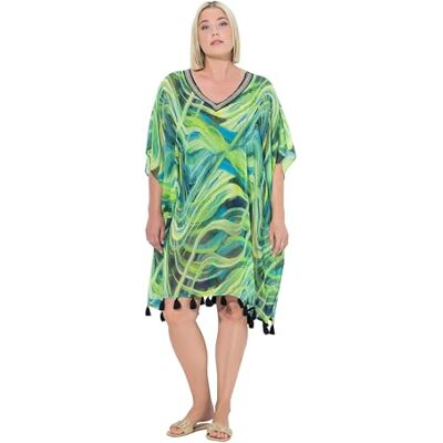 Ulla Popken Damen große Größen Übergrößen Plus Size Chiffon-Tunika, Wellen, Oversized, V-Ausschnitt, Halbarm Limette 42-48 837658754-1+ Ulla Popken Damen große Größen Übergrößen Plus Size Chiffon-Tunika, Wellen, Oversized, V-Ausschnitt, Halbarm Limette 42-48 837658754-1+