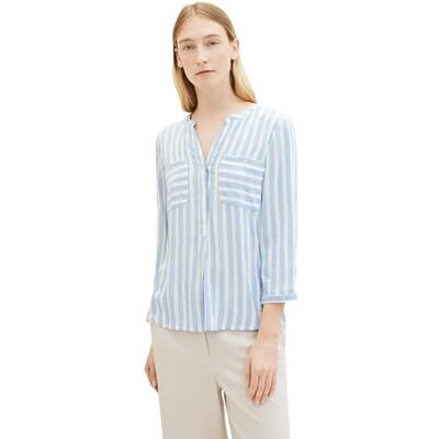 TOM TAILOR Damen 1016190 Bluse mit Streifen & Brusttaschen TOM TAILOR Damen 1016190 Bluse mit Streifen & Brusttaschen
