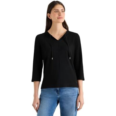 Cecil 3/4-Arm Shirt mit Split Neck Black M Cecil 3/4-Arm Shirt mit Split Neck Black M